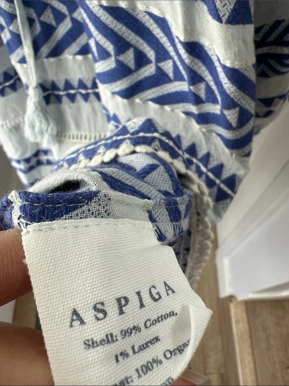 ASPIGA Long Sleeve A Line Cotton Sundress Aztec Greek Geometric S $150